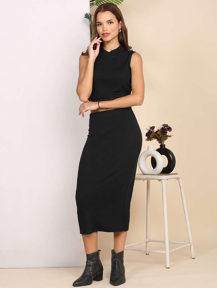 women solid top and skirt co-ord set - 22218010 -  Standard Image - 3