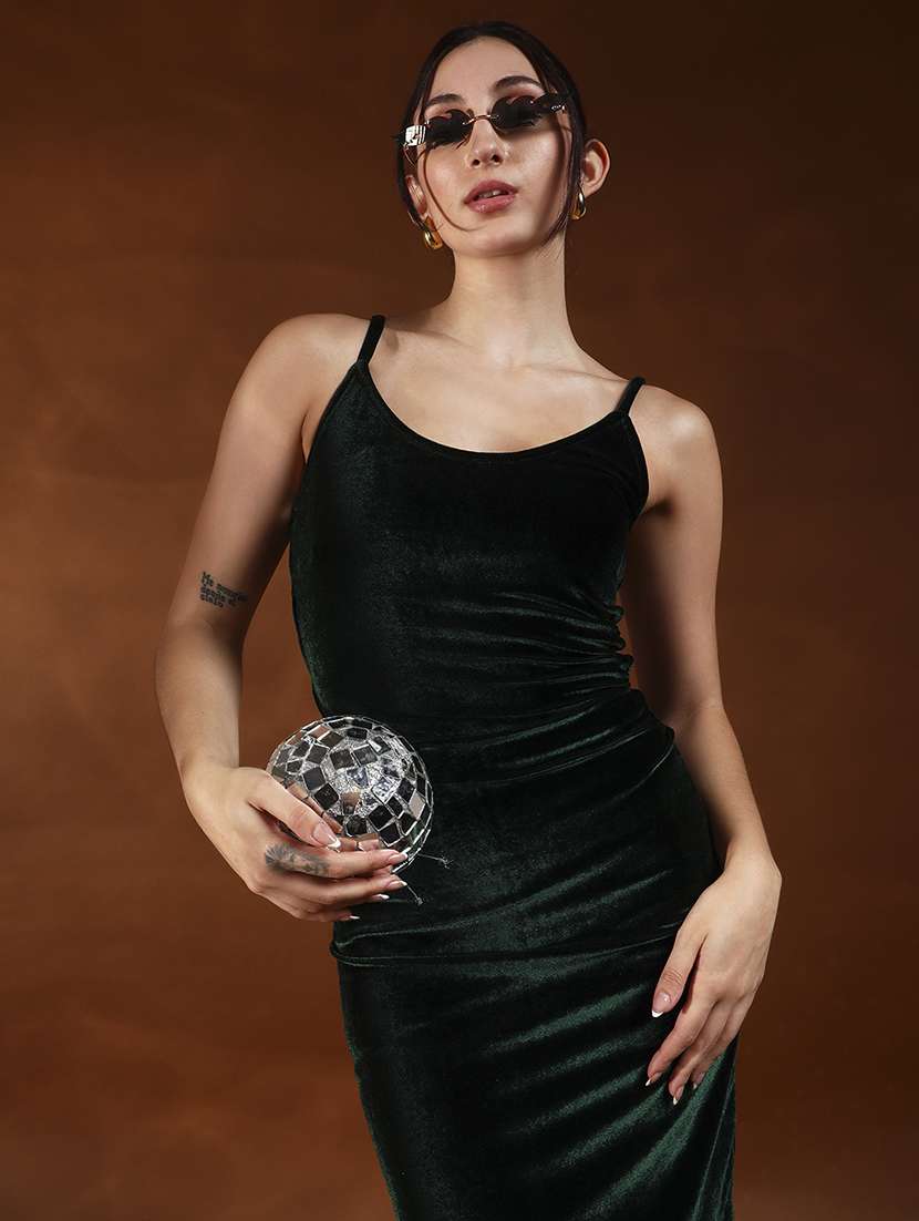 bottle green velvet sheath dress - 22218021 -  Standard Image - 5