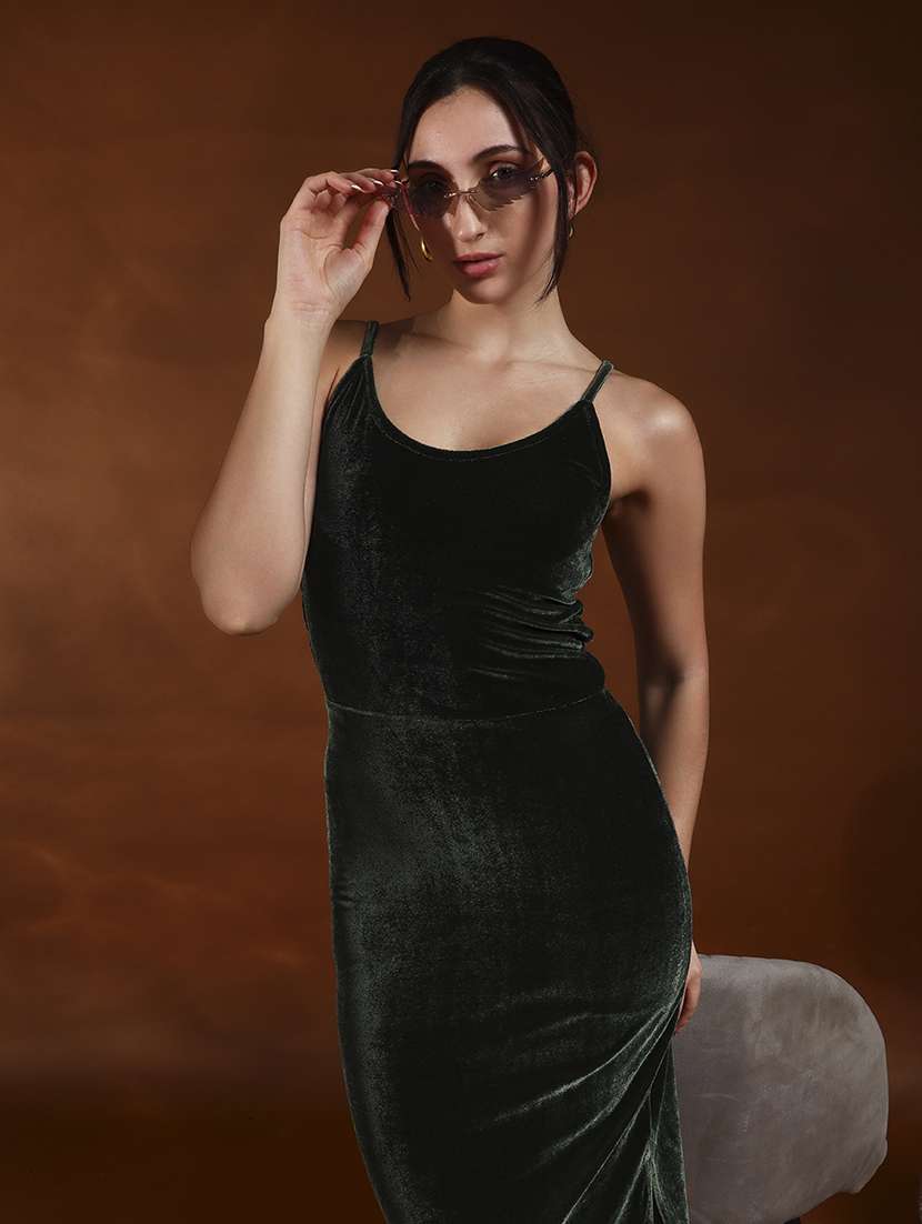 olive velvet sheath dress - 22218022 -  Standard Image - 5