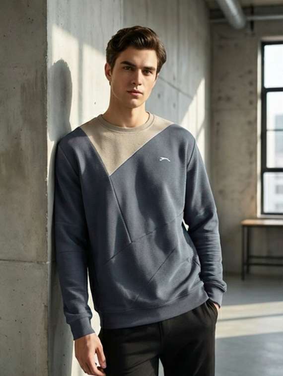 men color block long sleeve regular fit sweatshirt