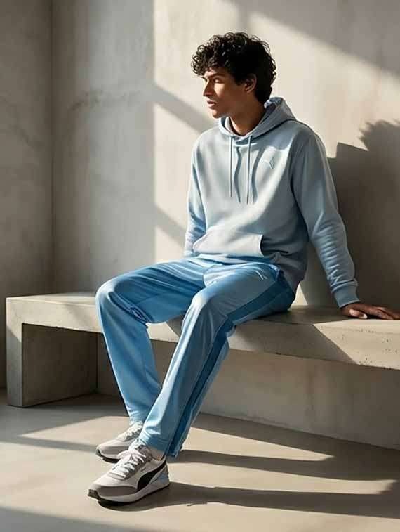 men side taped mid rise full length track pant - 22218068 -  Standard Image - 3