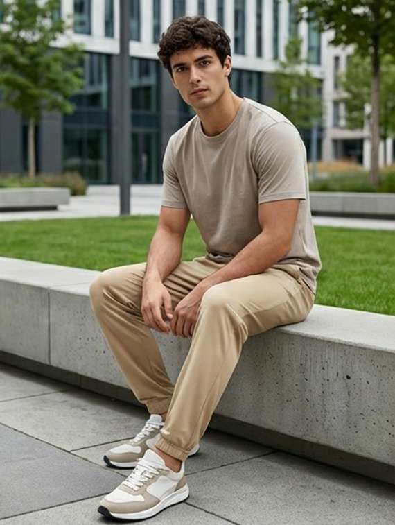 men solid mid rise full length track pant - 22218070 -  Standard Image - 3