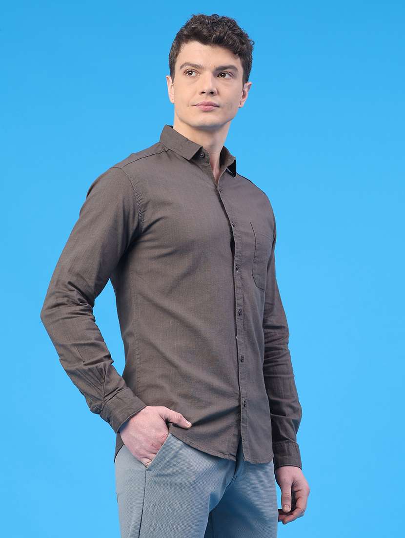 men solid long sleeve slim fit casual shirt - 22218117 -  Standard Image - 3