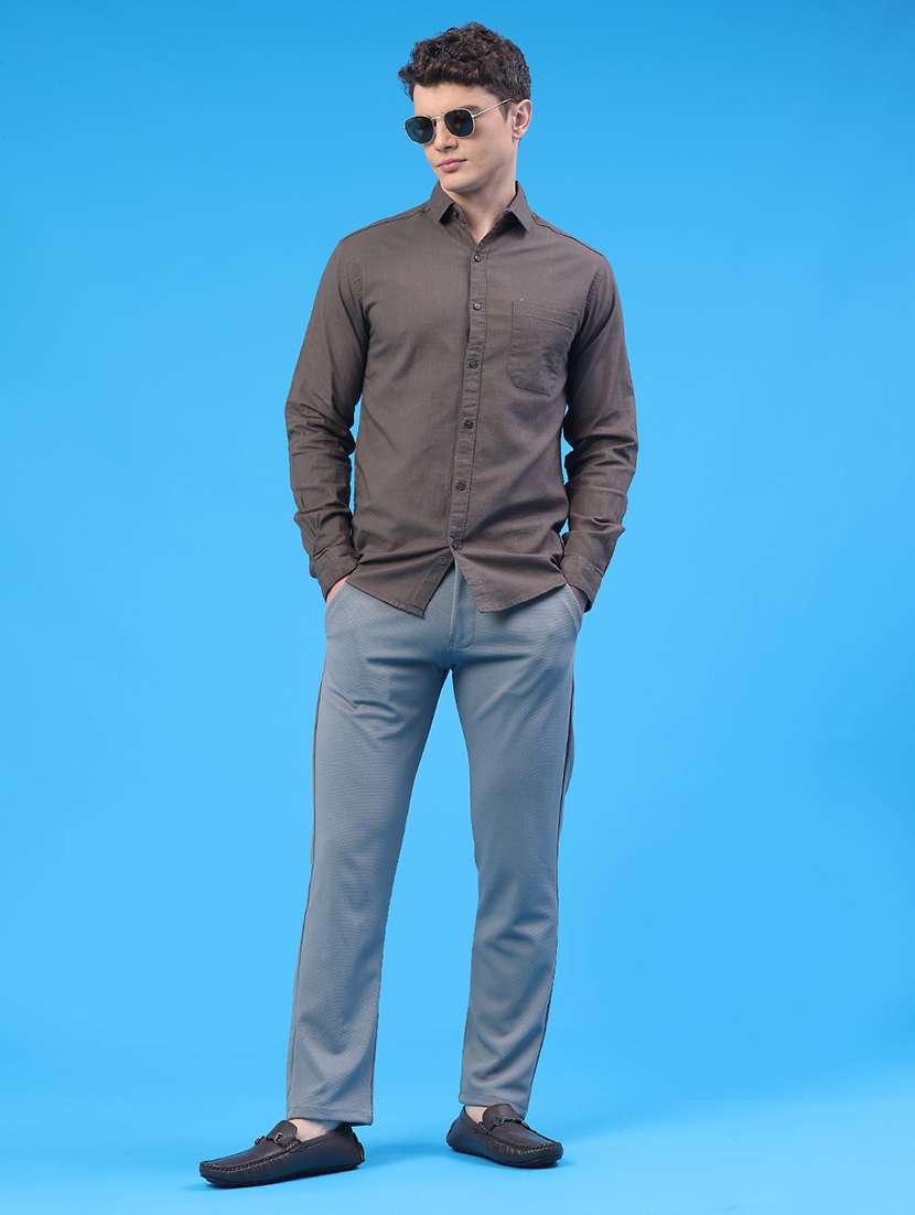 men solid long sleeve slim fit casual shirt - 22218117 -  Standard Image - 5