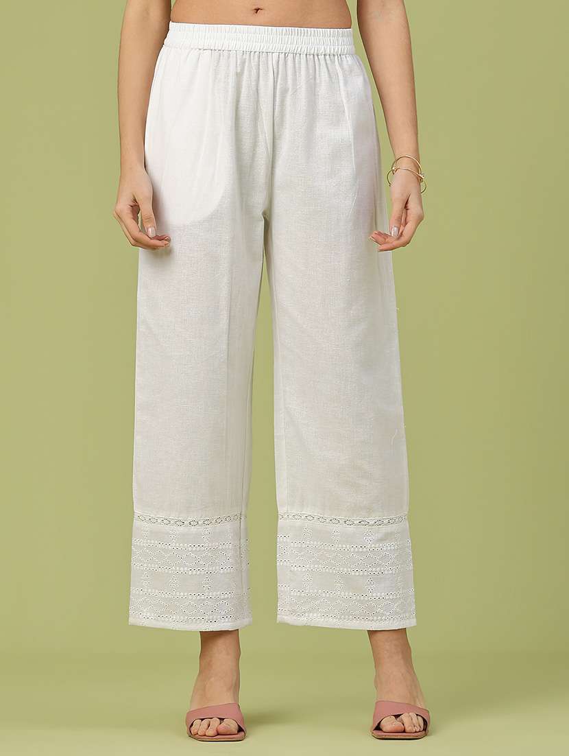 women solid with work mid rise straight palazzo