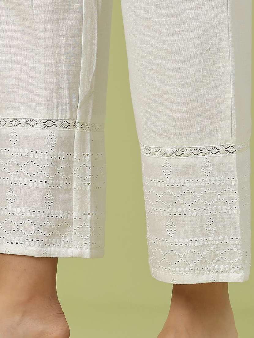 women solid with work mid rise straight palazzo - 22218136 -  Standard Image - 5