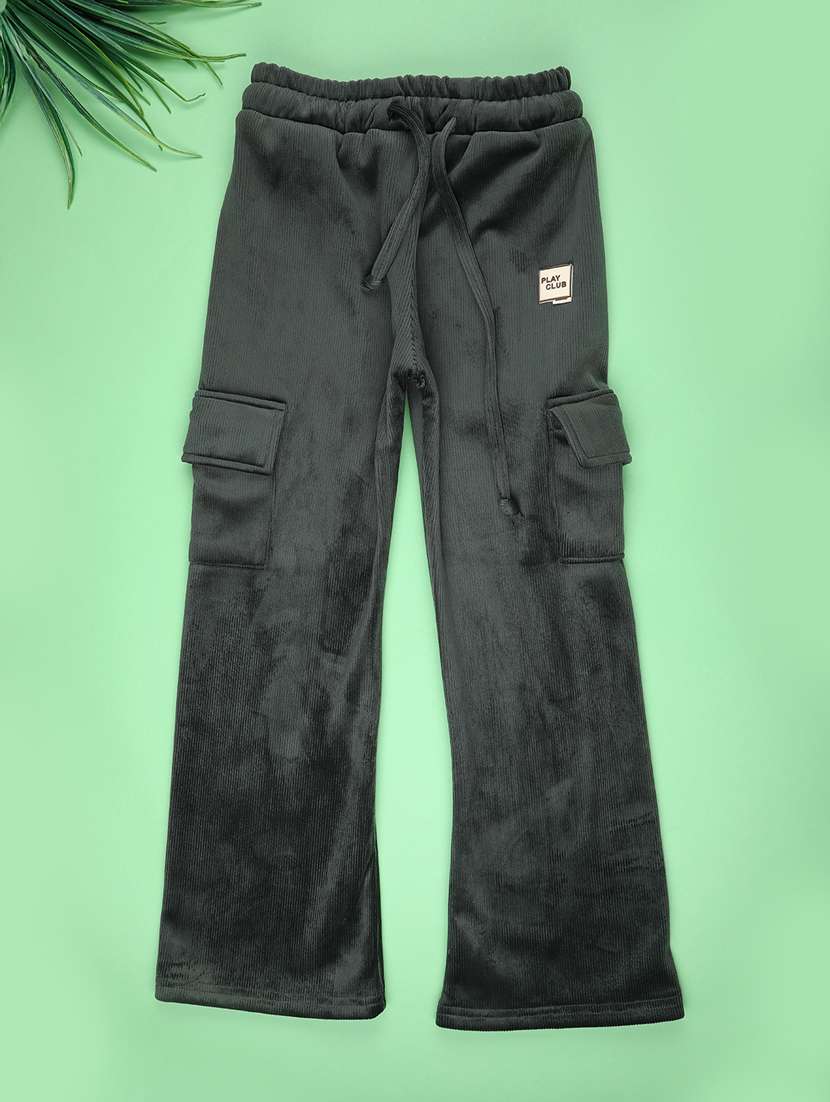 girls solid mid rise winterwear cargo