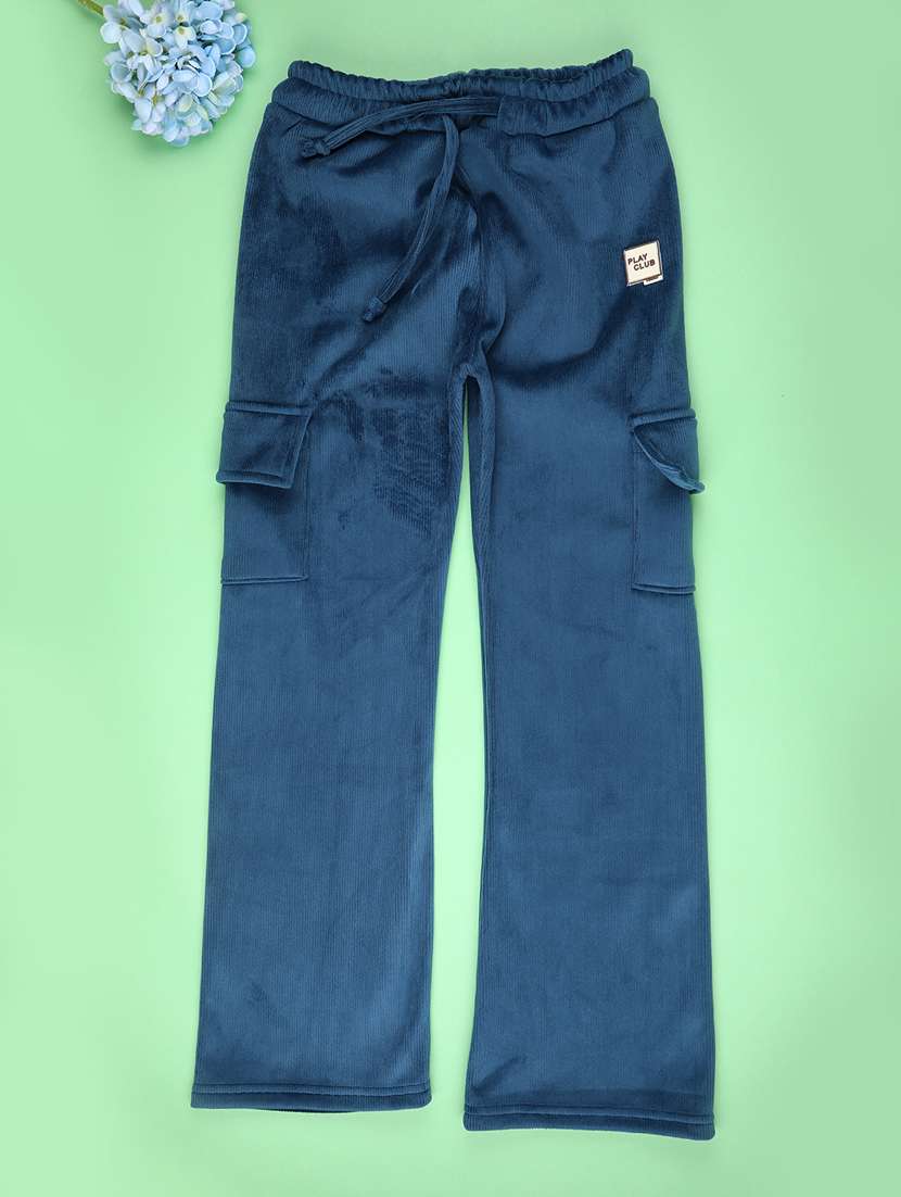 girls solid mid rise winterwear cargo