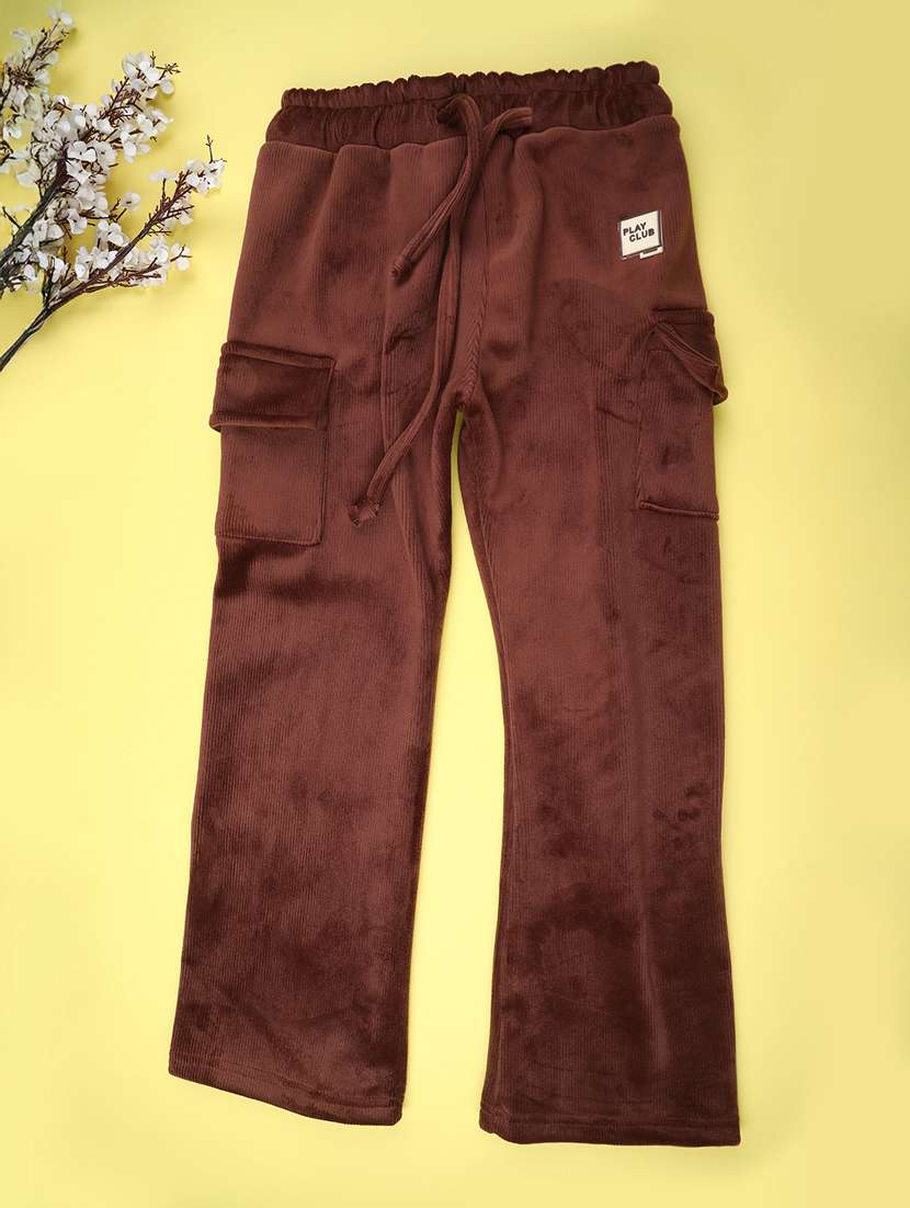 girls solid mid rise winterwear cargo