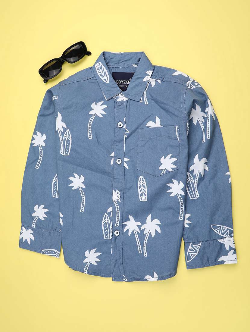 boys printed collared regular shirt
