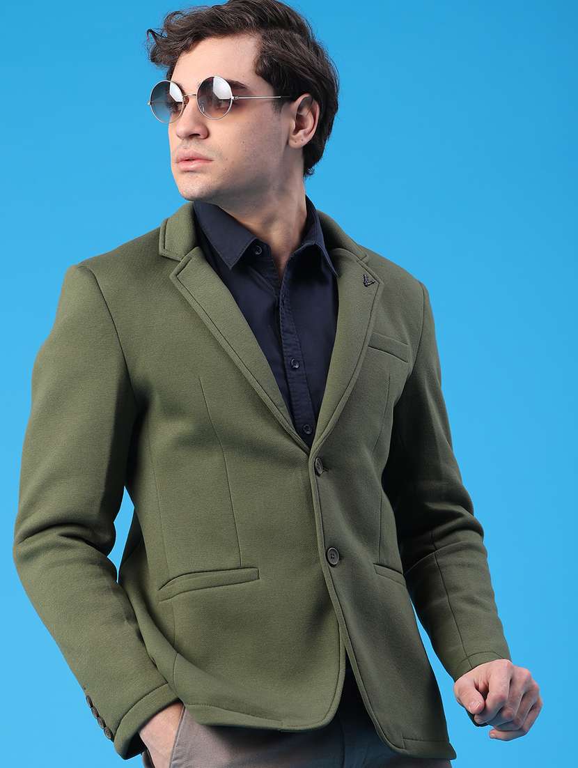 men solid single breasted casual blazer