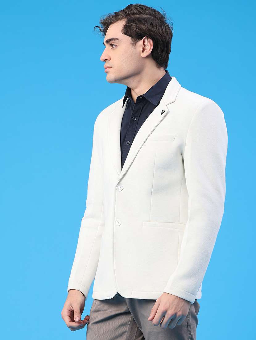 men solid lapel collar single breasted casual blazer - 22218173 -  Standard Image - 3