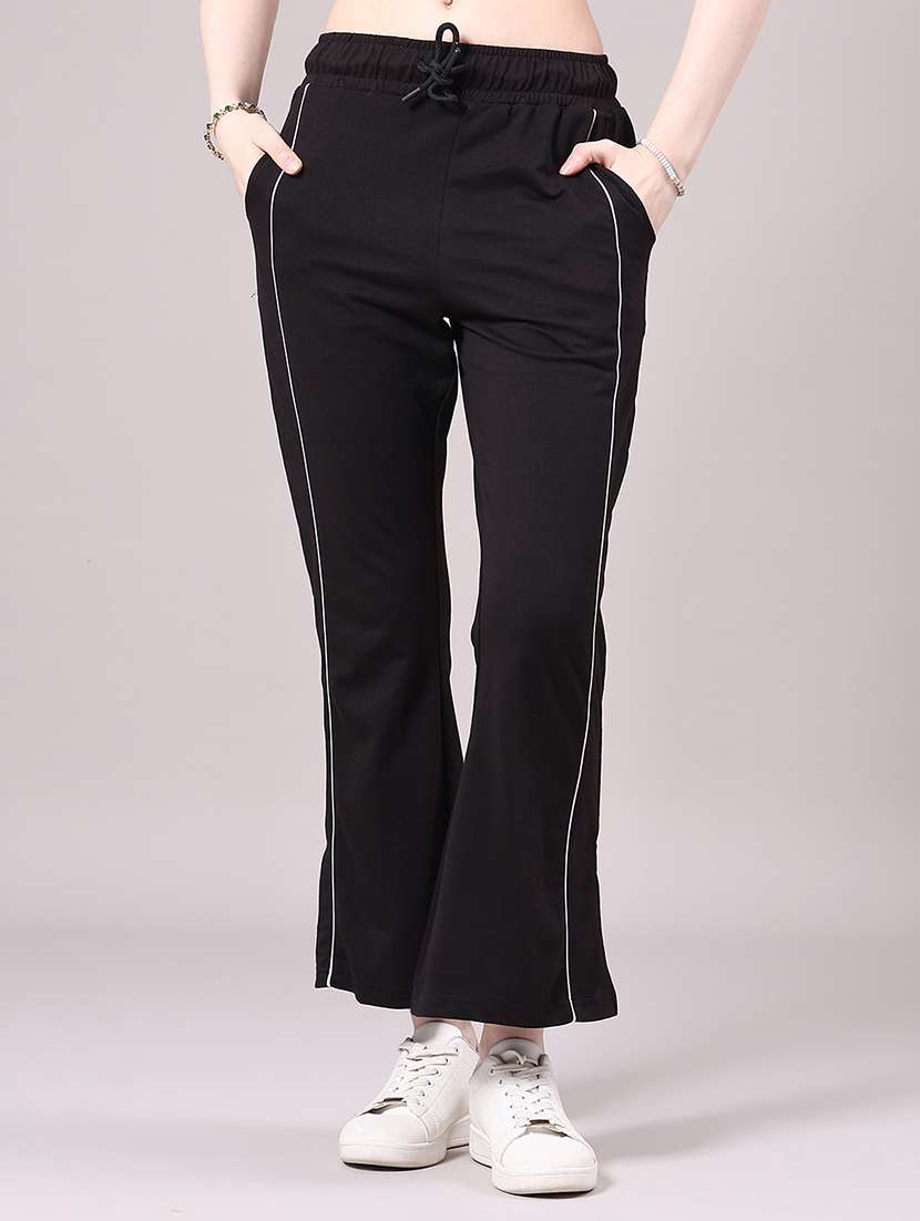 women solid mid rise track pants 