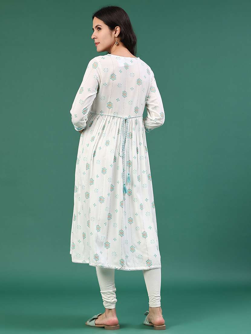 women printed three quarter sleeve kurta - 22218178 -  Standard Image - 5