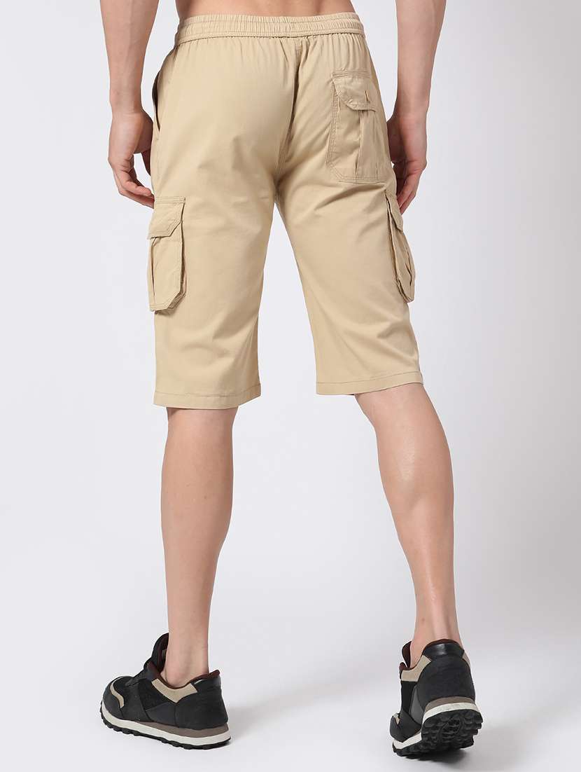 men beige cotton shorts three - fourth - 22218187 -  Standard Image - 3