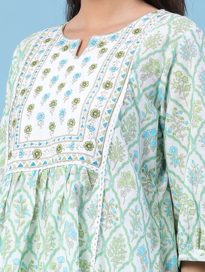 women printed three quarter sleeves a-line kurta - 22218204 -  Standard Image - 5