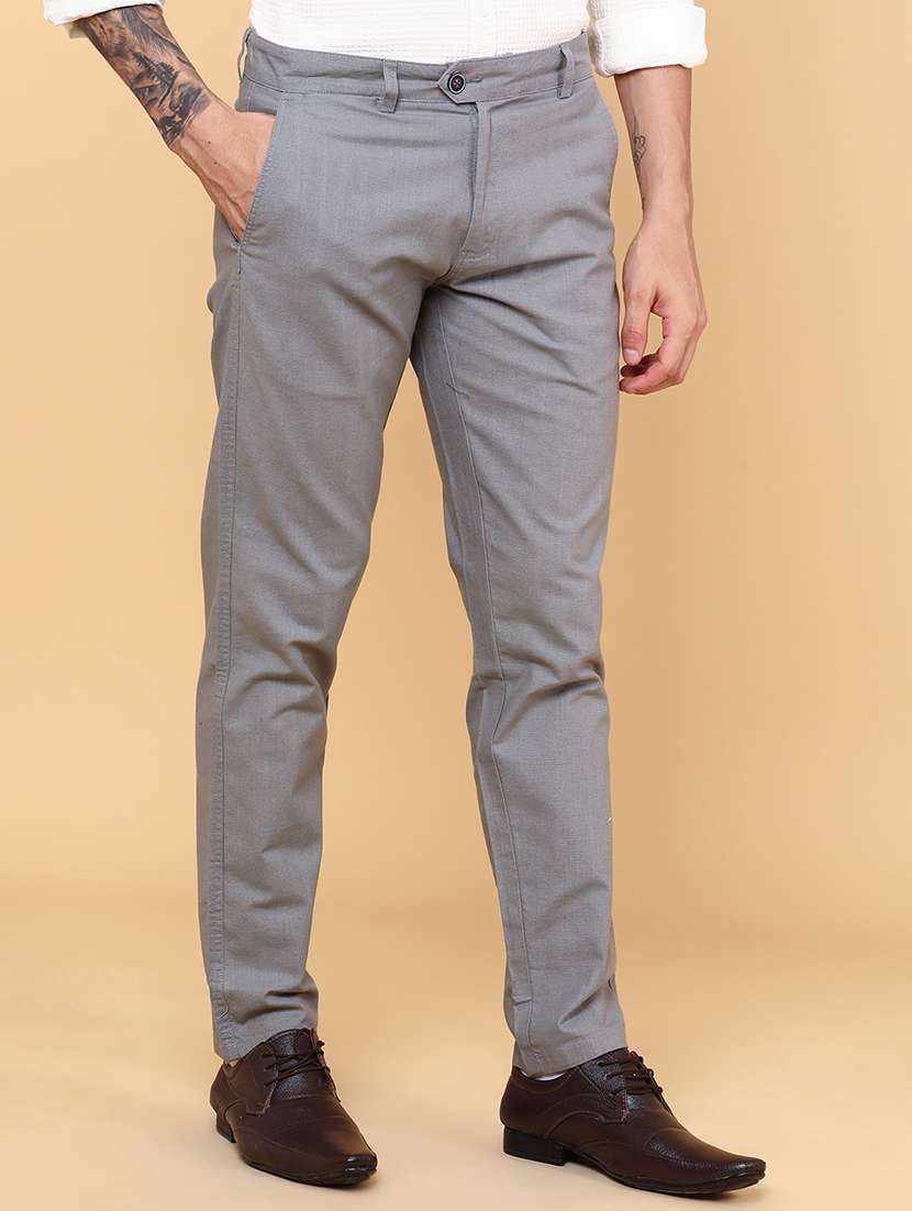men grey cotton chinos casual trouser