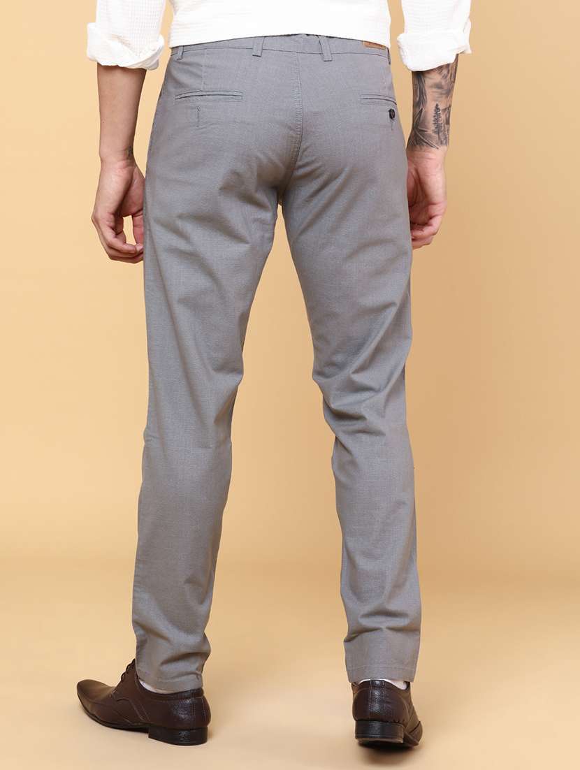 men grey cotton chinos casual trouser - 22218243 -  Standard Image - 3
