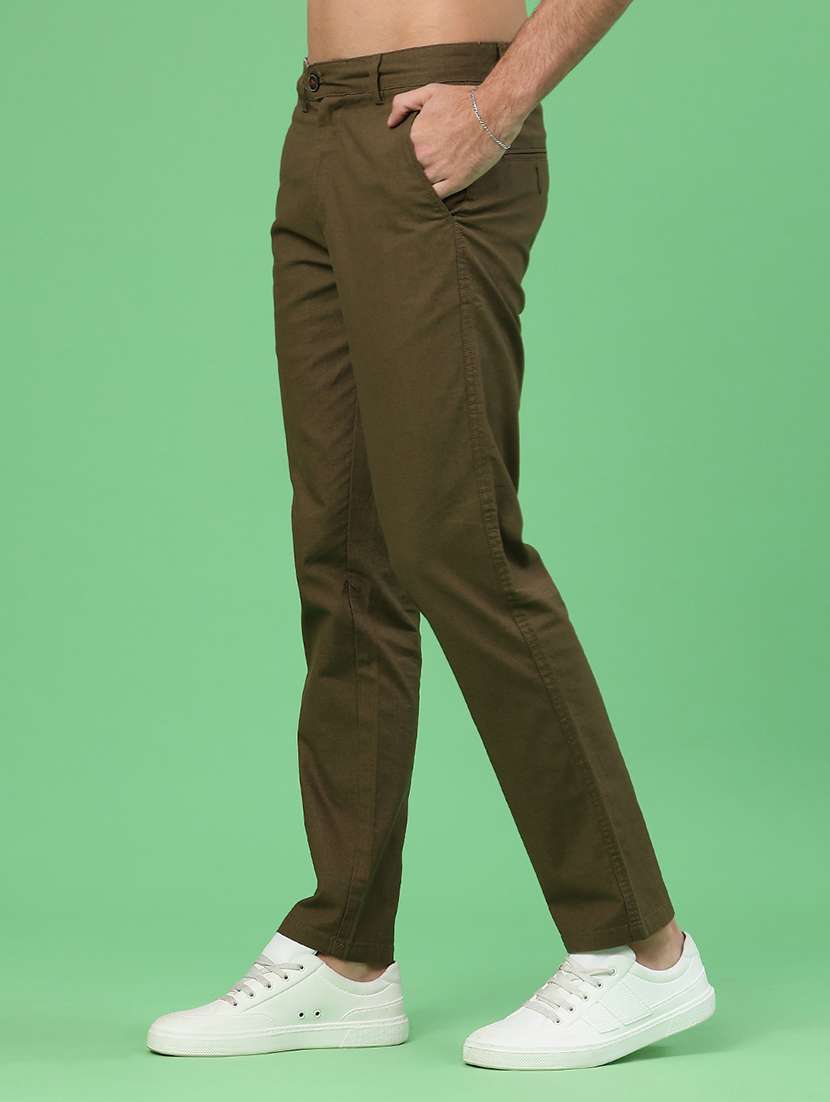 men solid mid rise chinos casual trouser - 22218244 -  Standard Image - 3