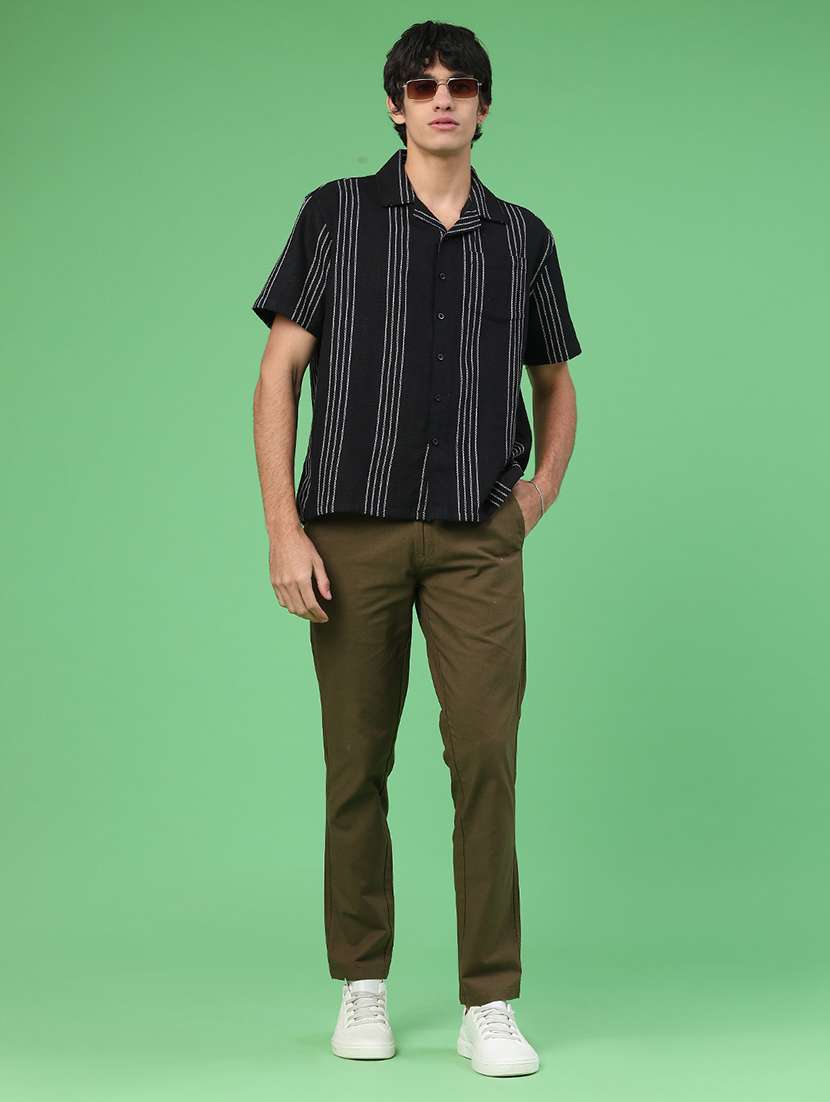 men solid mid rise chinos casual trouser - 22218244 -  Standard Image - 5