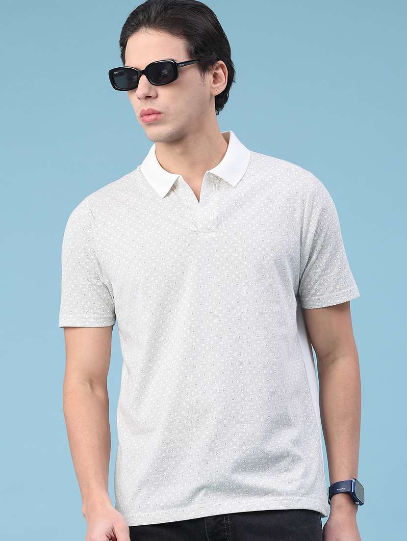 men printed short sleeve regular fit polo t-shirt