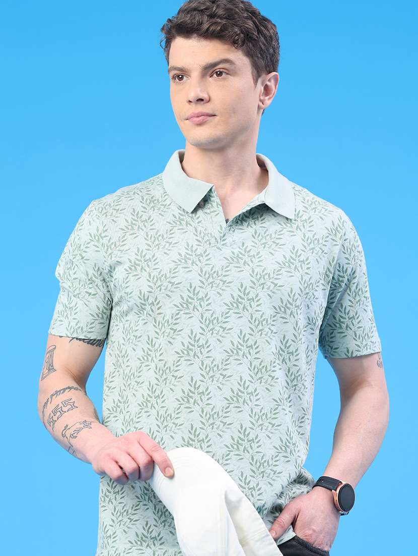 men printed short sleeve regular fit polo t-shirt