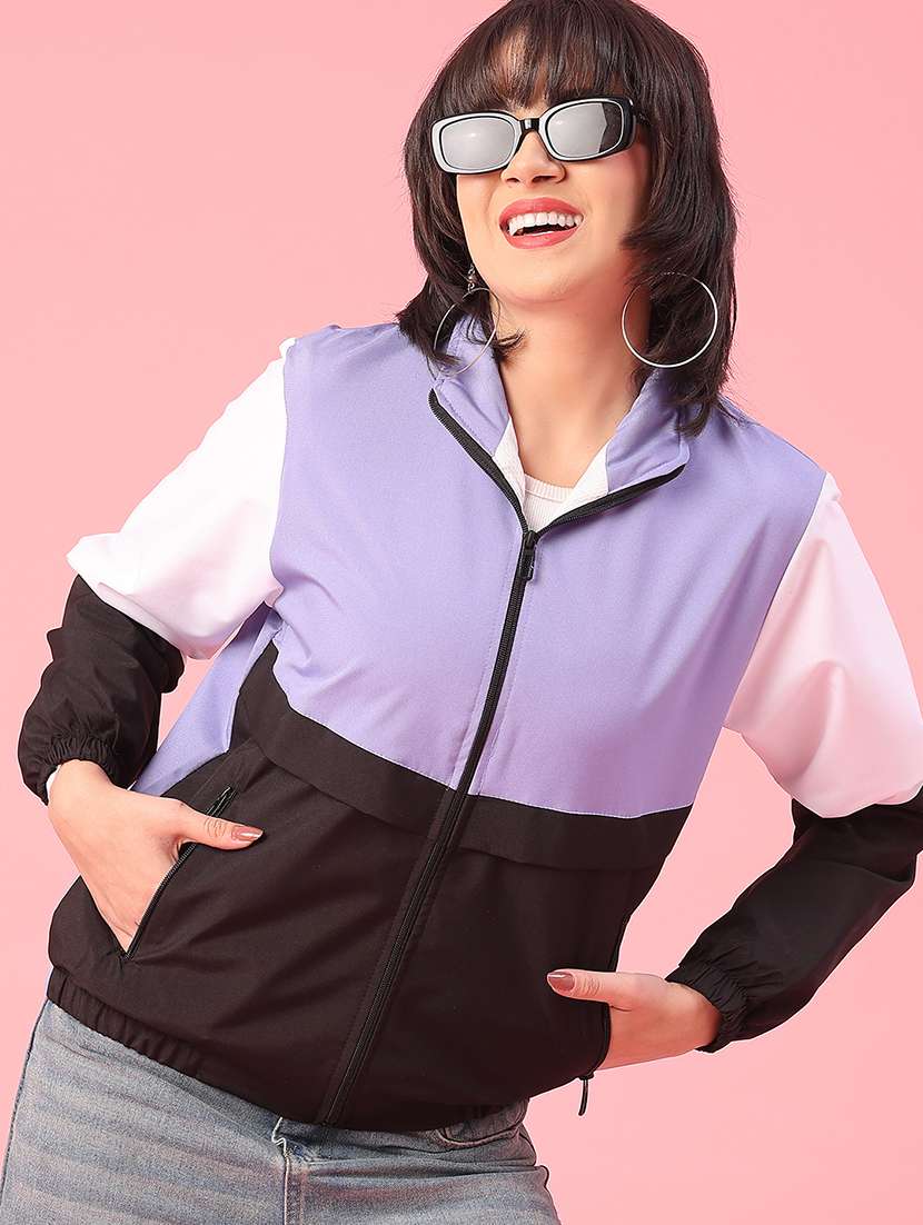 women color block long sleeve jacket