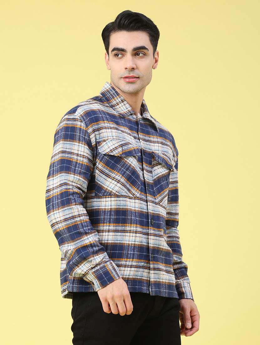 Men Checkered Long Sleeve Regular Fit Shacket - 22218270 -  Standard Image - 3