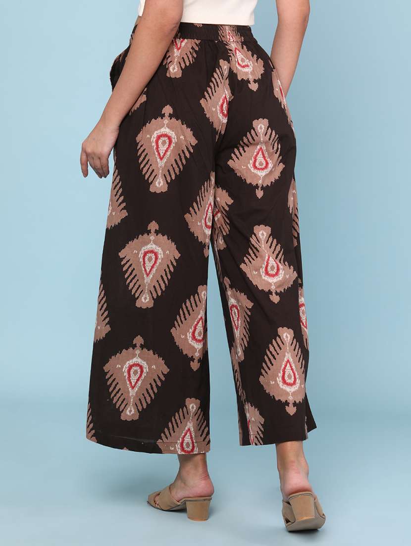 women printed mid rise flared palazzo - 22218272 -  Standard Image - 3