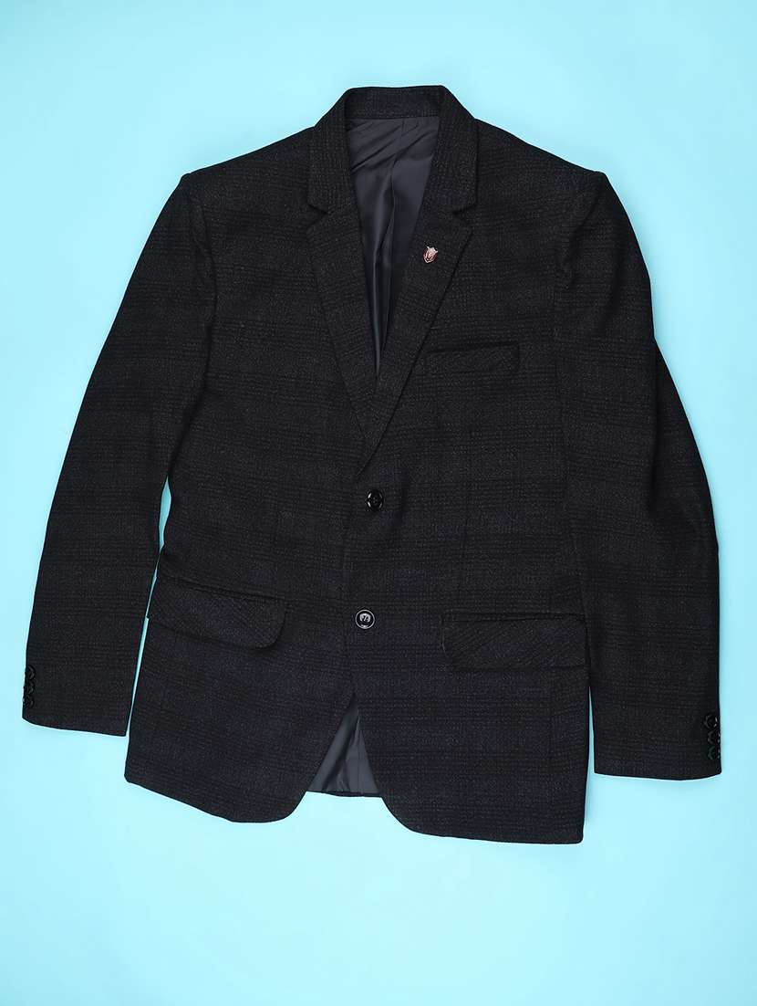 men self design lapel collar single breasted casual blazer