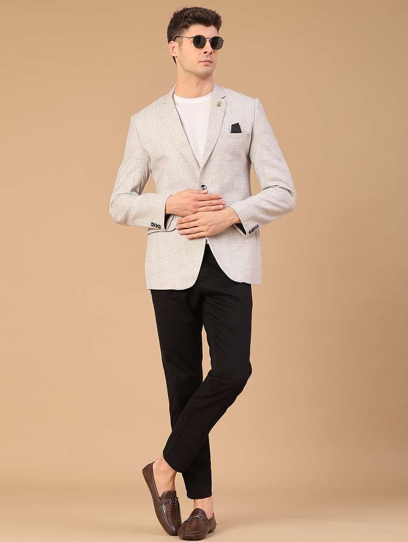 men self design lapel collar single breasted casual blazer - 22218276 -  Standard Image - 5