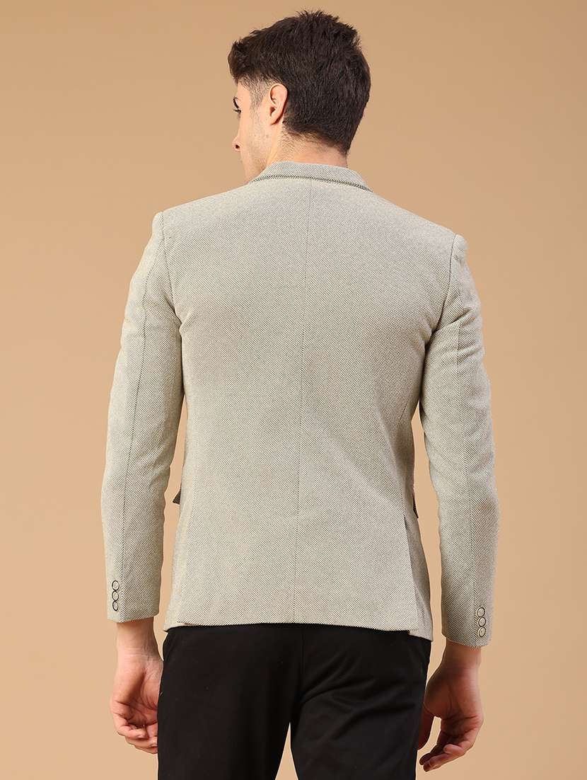 men self design lapel collar single breasted casual blazer - 22218278 -  Standard Image - 3