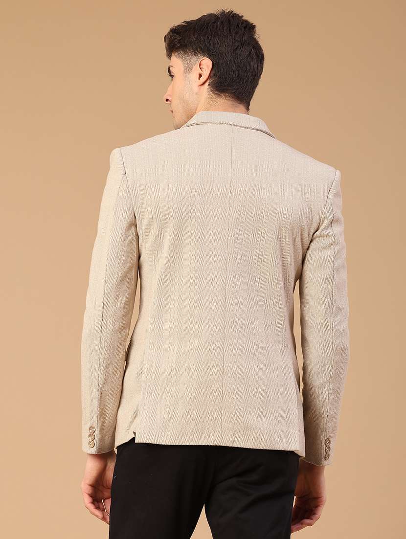 men self design lapel collar single breasted casual blazer - 22218279 -  Standard Image - 3