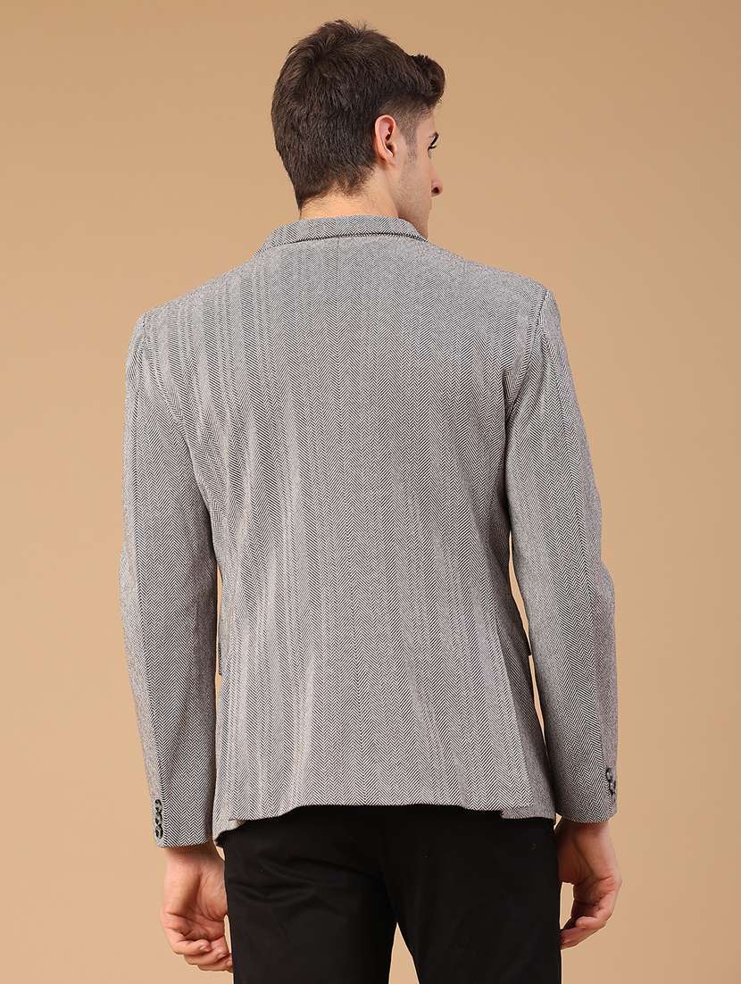 men self design lapel collar single breasted casual blazer - 22218280 -  Standard Image - 3
