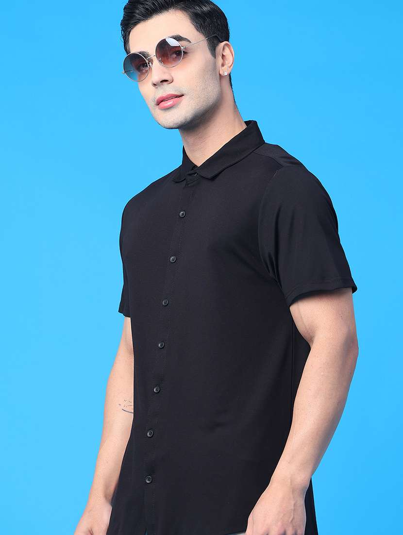 men solid short sleeve regular fit casual shirt