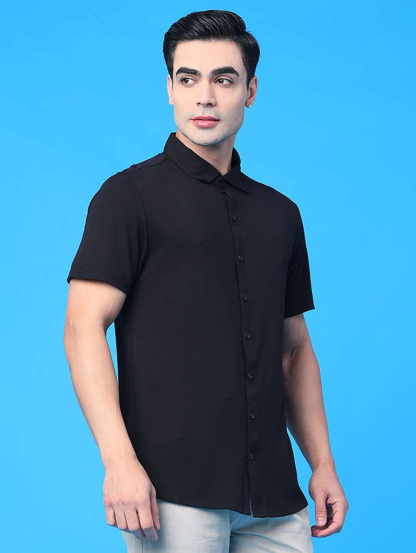 men solid short sleeve regular fit casual shirt - 22218282 -  Standard Image - 3