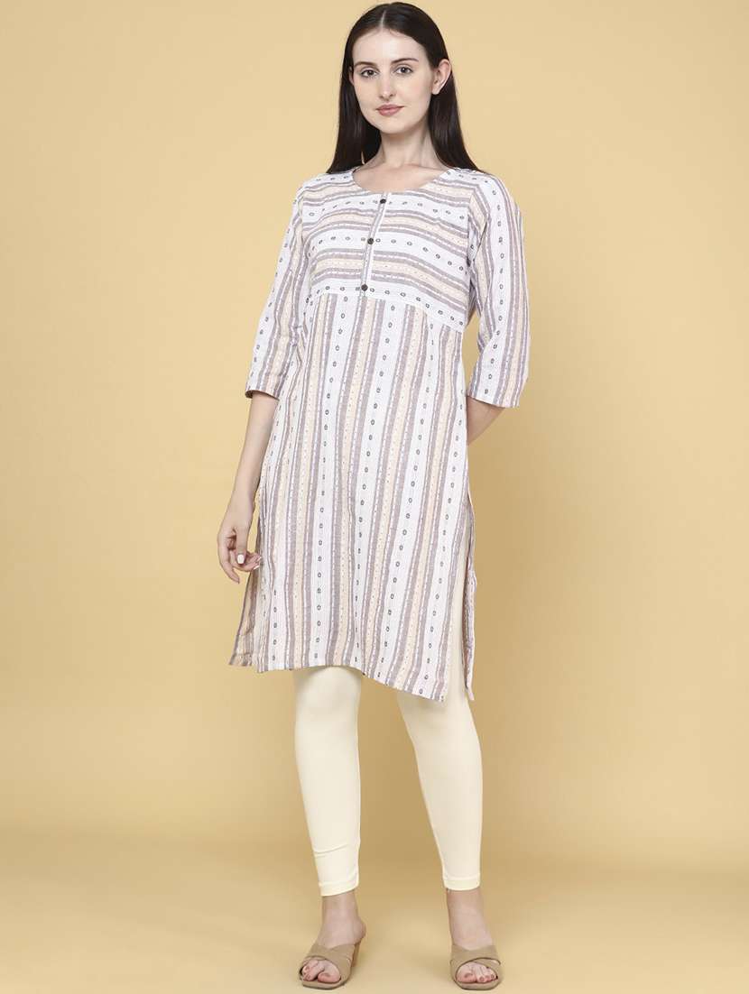 beige cotton straight kurta