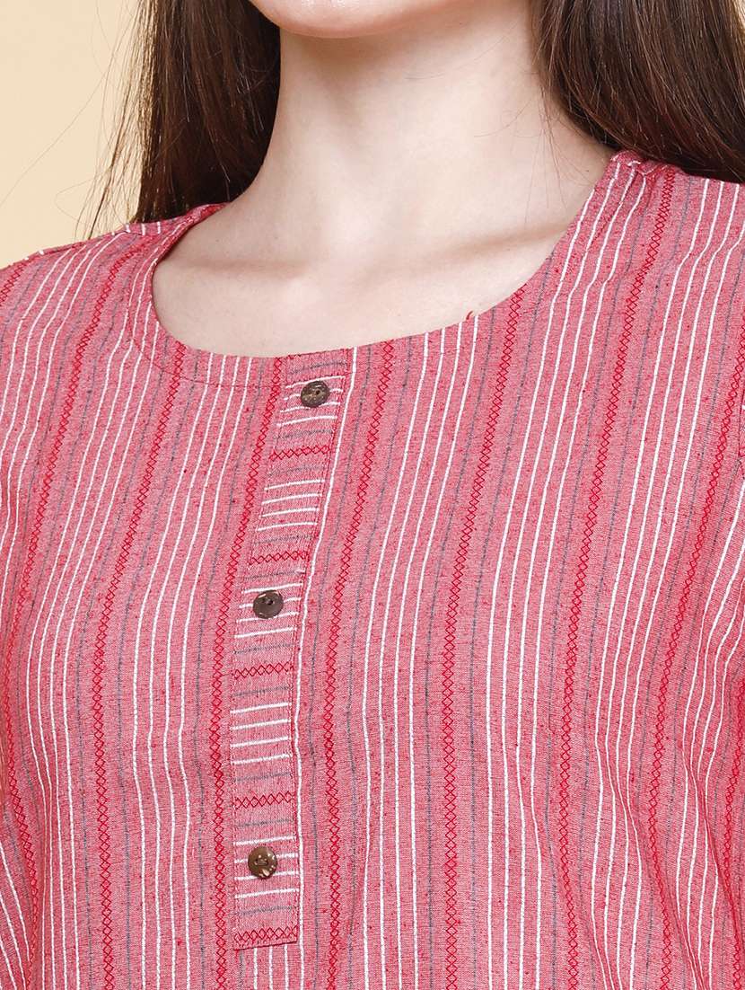 women printed three quarter sleeves straight kurta - 22218296 -  Standard Image - 5