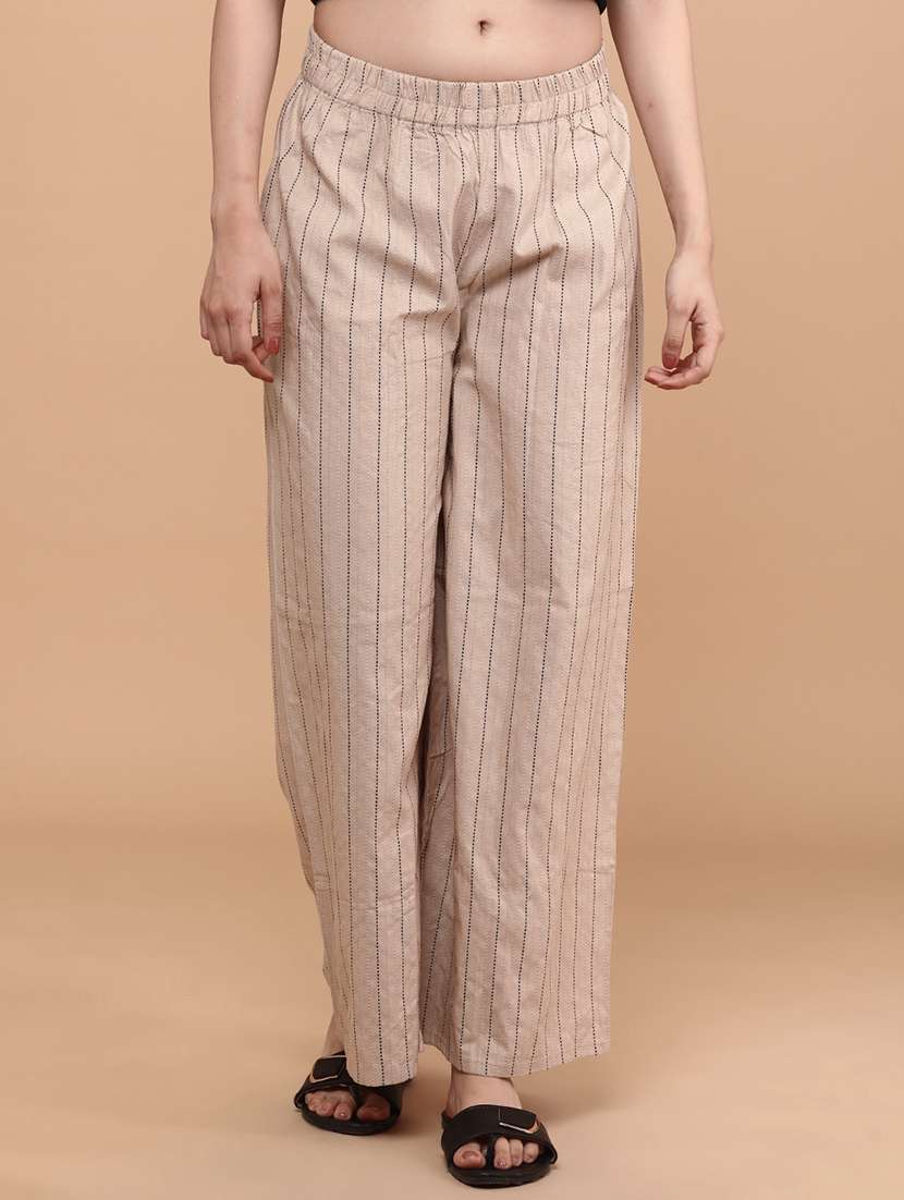 beige cotton flared palazzo