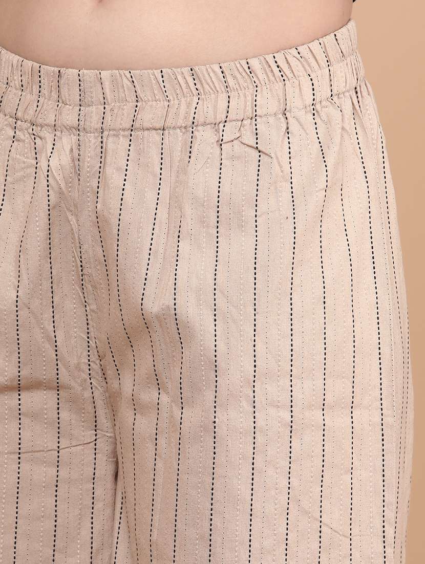beige cotton flared palazzo - 22218359 -  Standard Image - 3