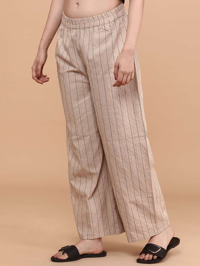beige cotton flared palazzo - 22218359 -  Standard Image - 5