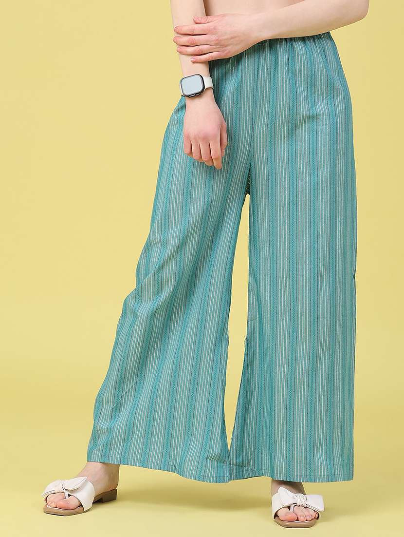 women striped mid rise flared palazzo