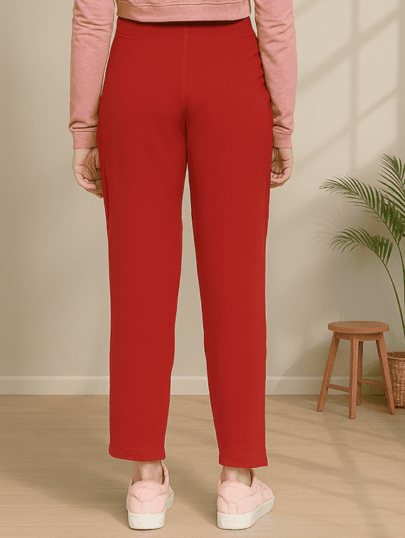 red cotton blend trousers - 22218389 -  Standard Image - 3