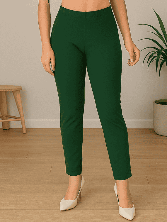 green cotton blend trousers