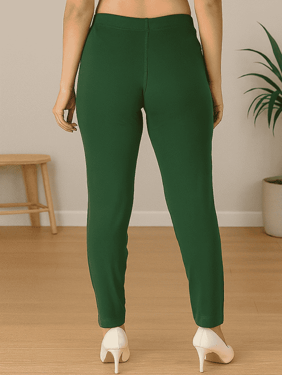 green cotton blend trousers - 22218390 -  Standard Image - 3