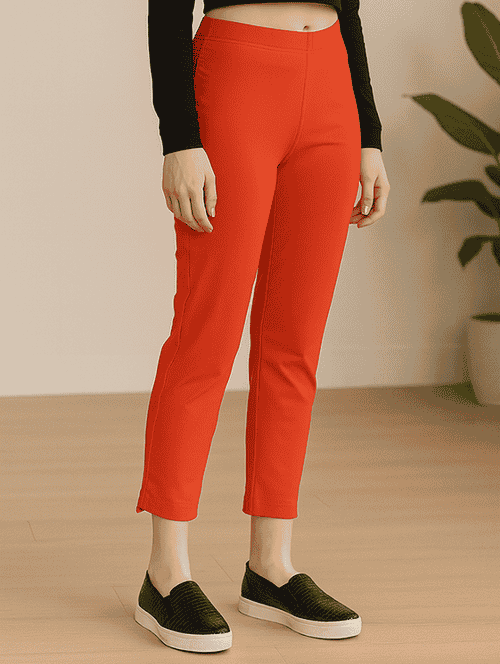 red cotton blend trousers - 22218391 -  Standard Image - 0