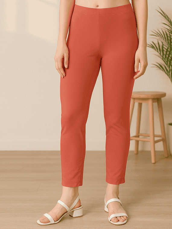 women solid mid rise cigarette pants 