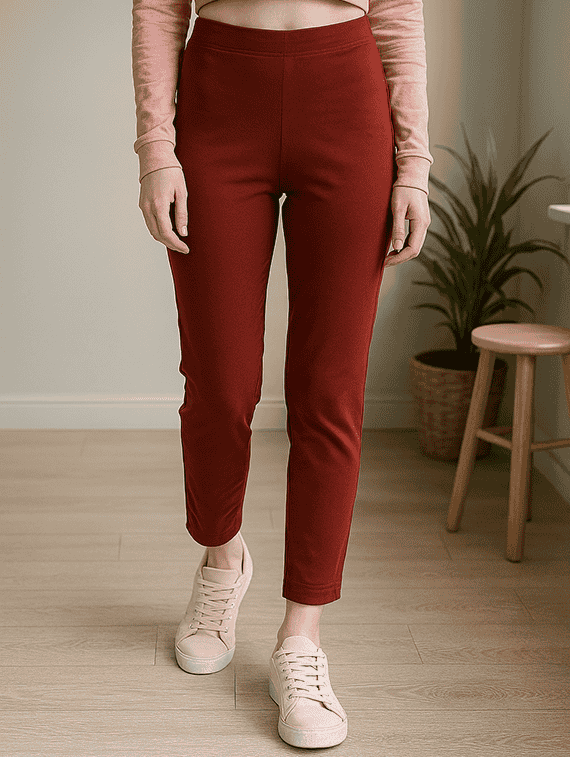 women solid mid rise cigarette pants