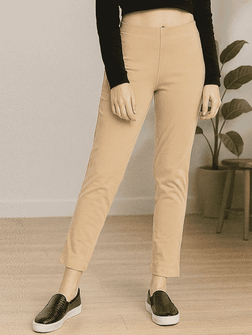 women solid mid rise cigarette pants - 22218395 -  Standard Image - 0