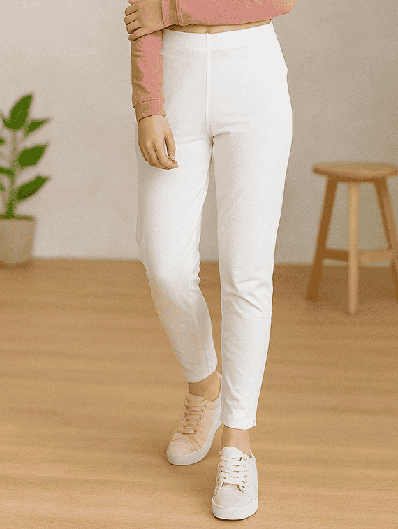 women solid mid rise anke length legging